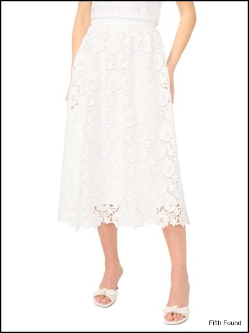 Lace Midi A-Line Skirt Floral Wear to Work Elegant